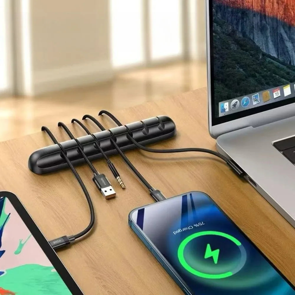 Cable Cord Wire Organizer Silicone USB Cable Winder Management Clips Self Adhesive for Mouse Keyboard Headset For iPhone Huawei