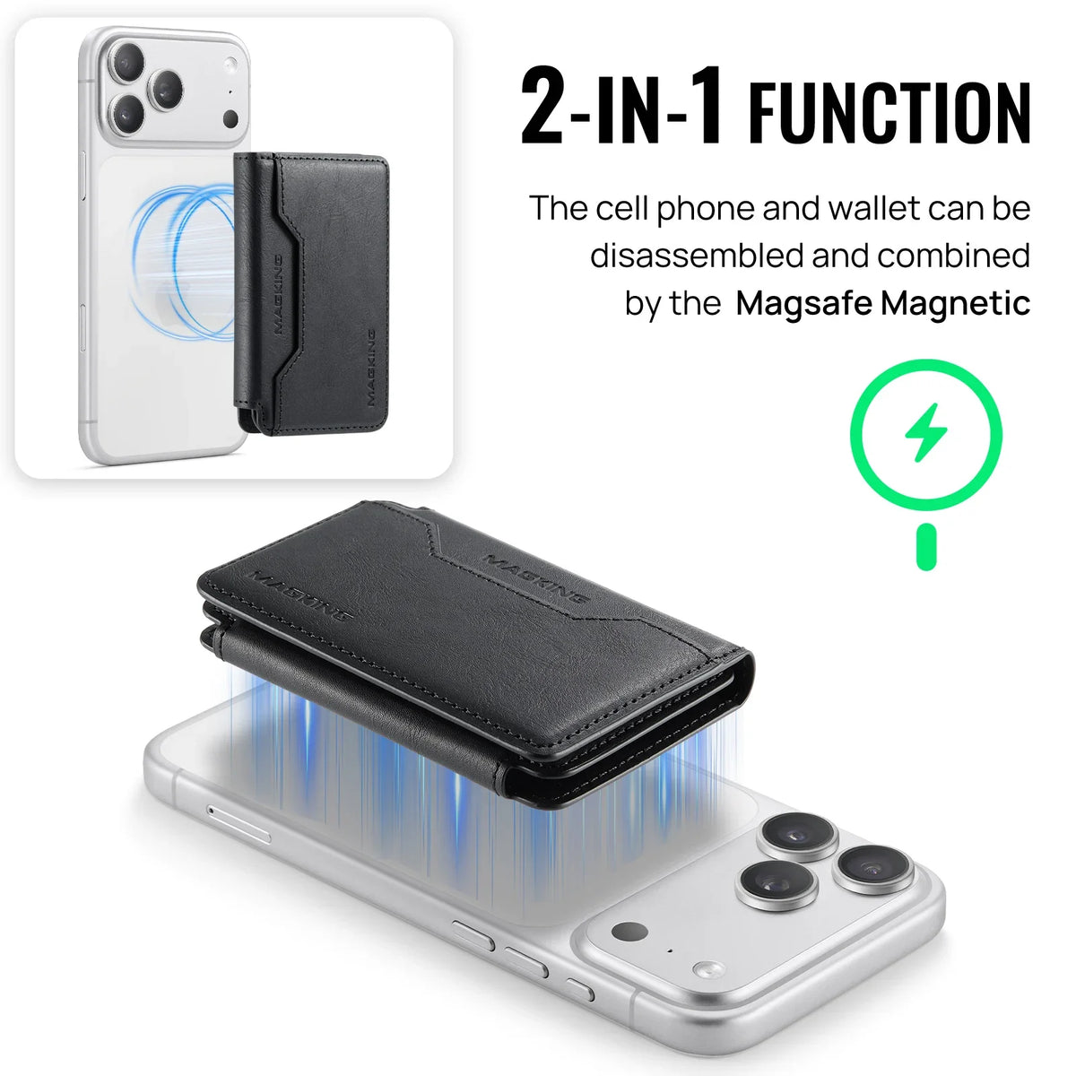 For IPhone 18 13 14 15 16 17 Pro Max Plus For Magsafe Leather Wallet Magnetic Cellphone Card Holder Multi-Card Slot Mini Wallet