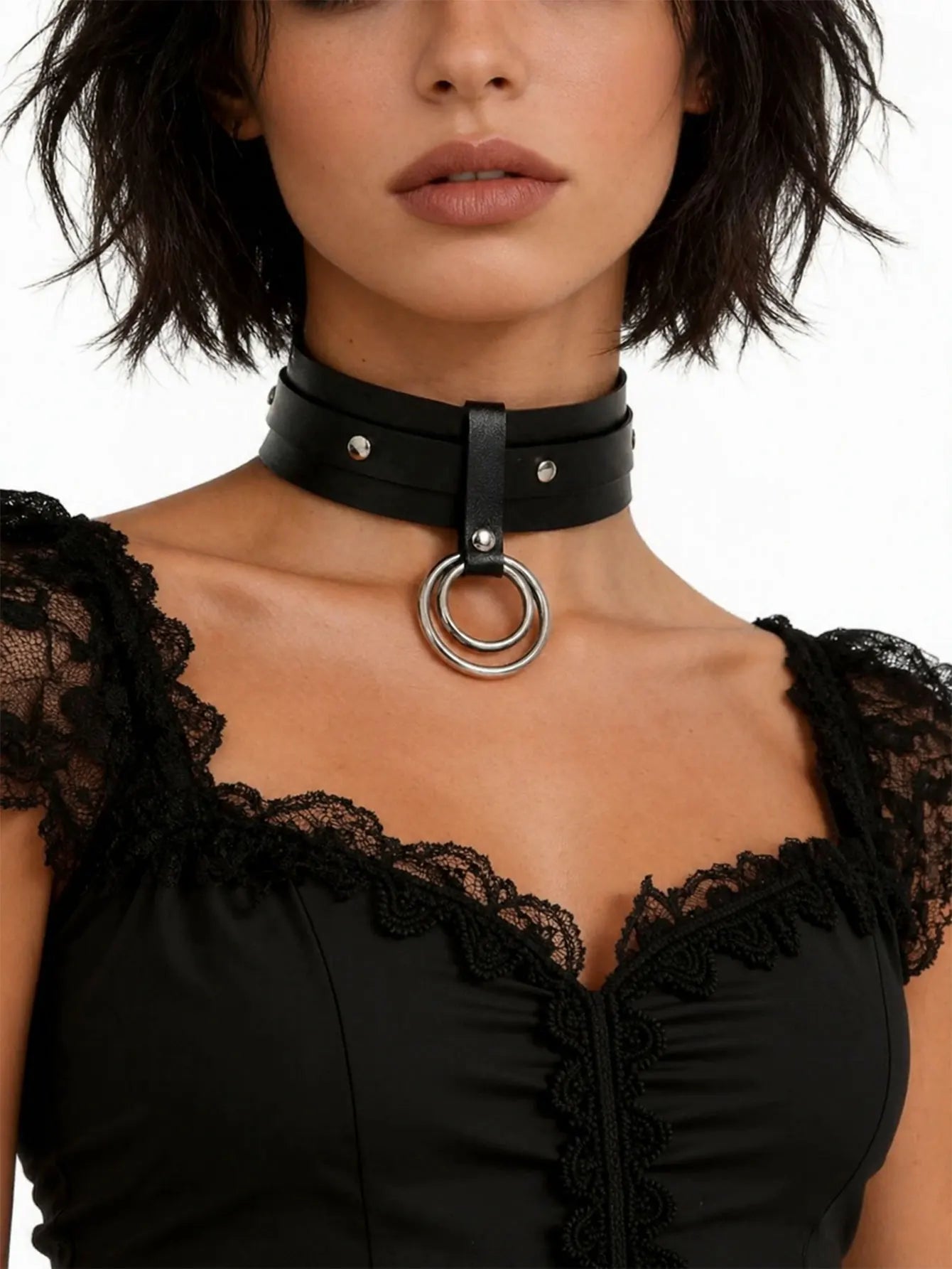 Fashion Edgy Neck Accessory Set Drawstring Collar Collar and Leash Set for Women Fetish Couple Game Role Play Props Accessories