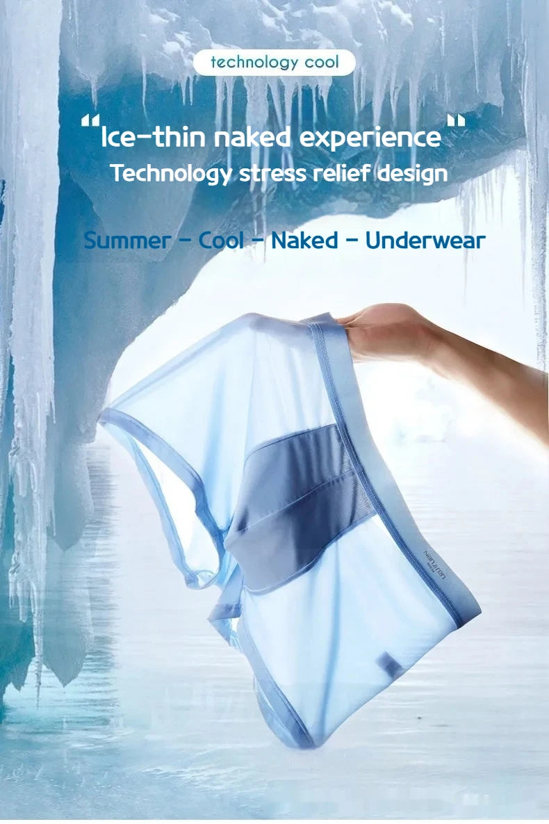 Men's Boxer Briefs Ice Silk Graphene Cooling Briefs Antibacterial Breathable Quick-drying Comfortable Boxer Shorts Multi-color