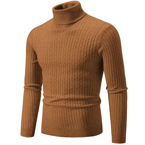 2025 New Men Solid Colour Turtleneck Sweater Black , White , Royal Blue, Fashion Simple Male Casual Pullover Tops