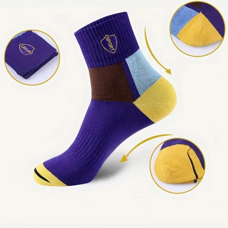 10/5/4/3 pairs of men's formal color blocking socks, comfortable and breathable soft business socks, men's socks and stockings-