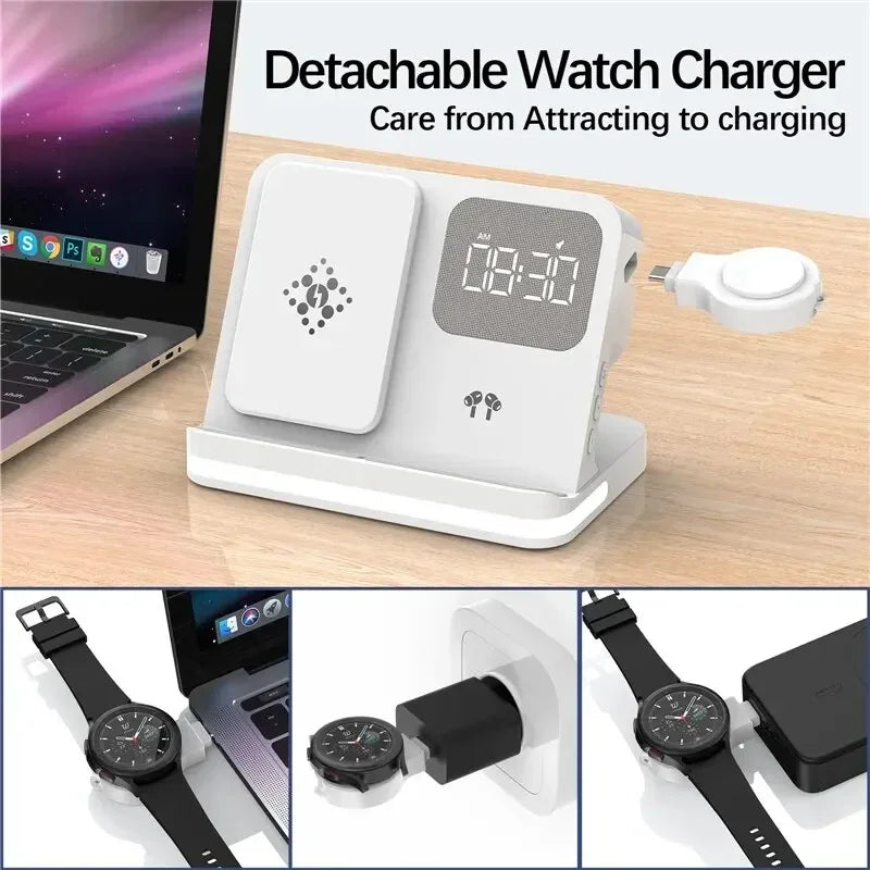 Wireless Charger Stand For iPhone 17-12 Samsung S25 S22 Ultra Fold Z Flip Galaxy Watch Active Buds Fast Charging Station Holder
