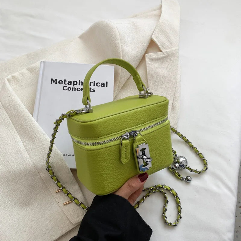 Women Square Handbags Summer Fashion Chains Crossbody Bags Texture PU Shoulder Bag Elegant Chic Mini Mobile Phone Bags