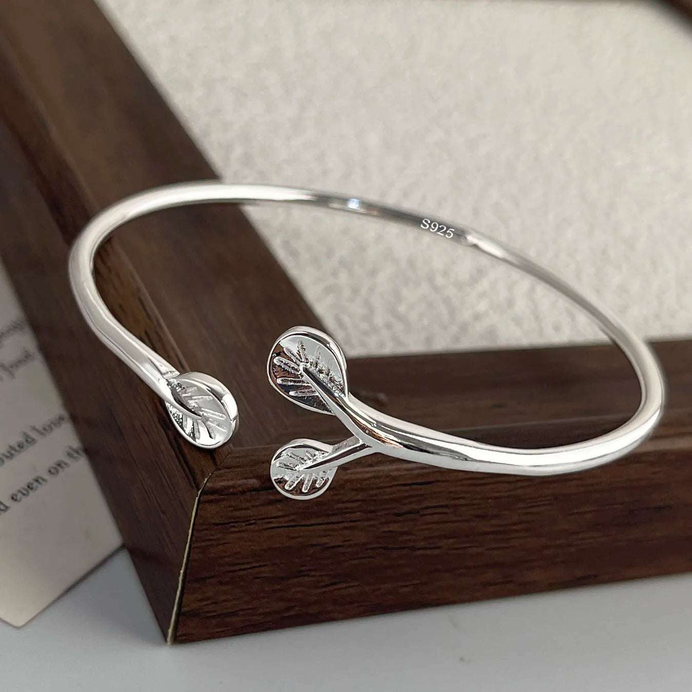 100% Solid 925 Sterling Silver Metal Bracelet for Women FLower Handmade Simple Wide Heart Chain Bracelet Birthday Gift Party