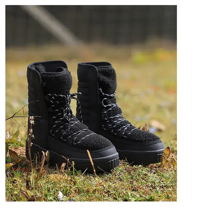 XIANG GUAN Outdoor Kältebeständige WanderschuheTurnschuhe Winter Damen Schneestiefel wasserdichte Bergschuhe Camping Casual Sneakers