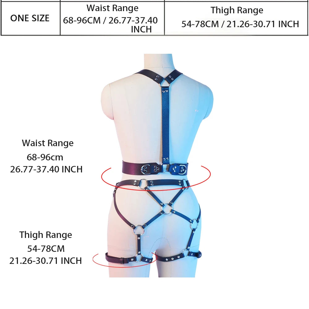 Women Sexy Body Harness Belt Bdsm Bondage Lingerie Garter Belt Leather Lingerie Gothic Fetish Clothing Festival Rave outfit