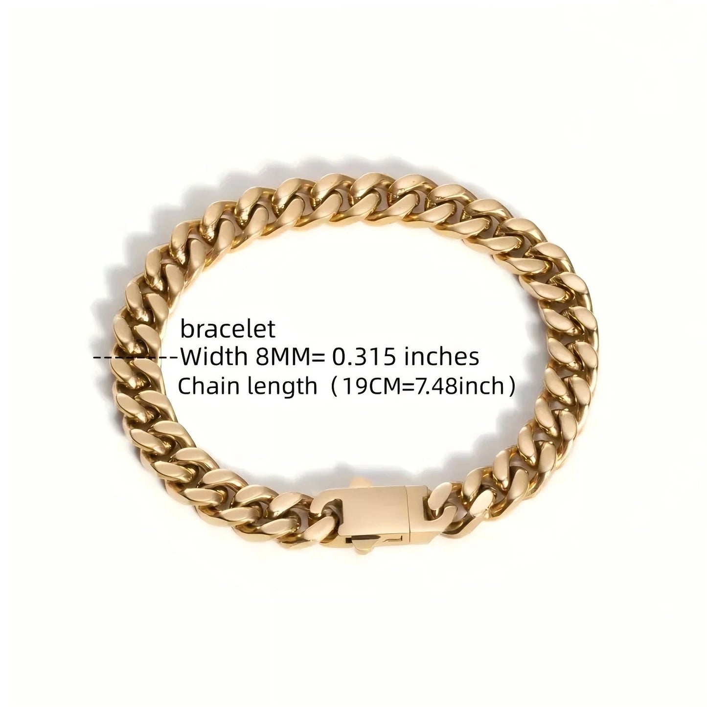 Stainless steel, 12mm gold-plated, necklace and hip-hop bracelet kit from the Cuban chain in Miami, gifts for men and women