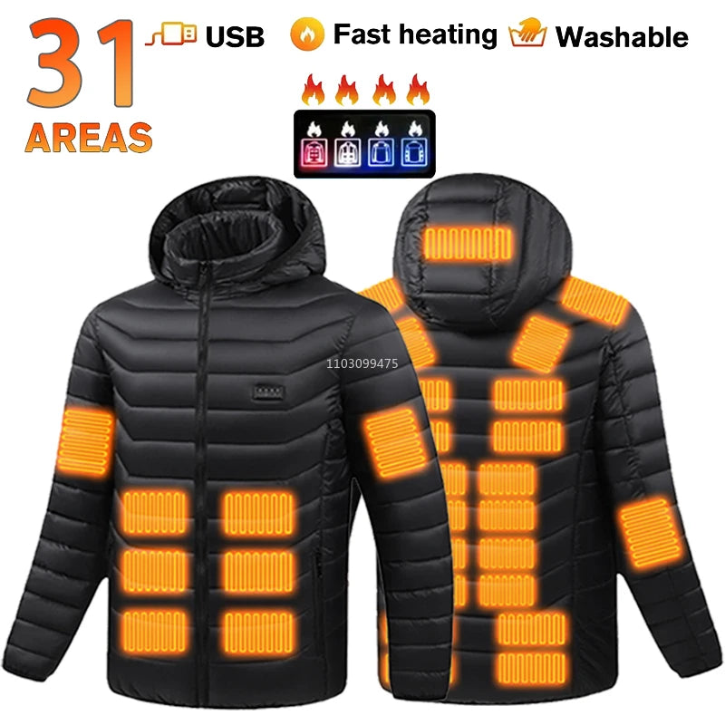 21 Areas USB Electric Heated Jacket Men Women Heated Jacket Winter Clothing Snowfield Camping Hiking Apparel Thermal Down Jacket