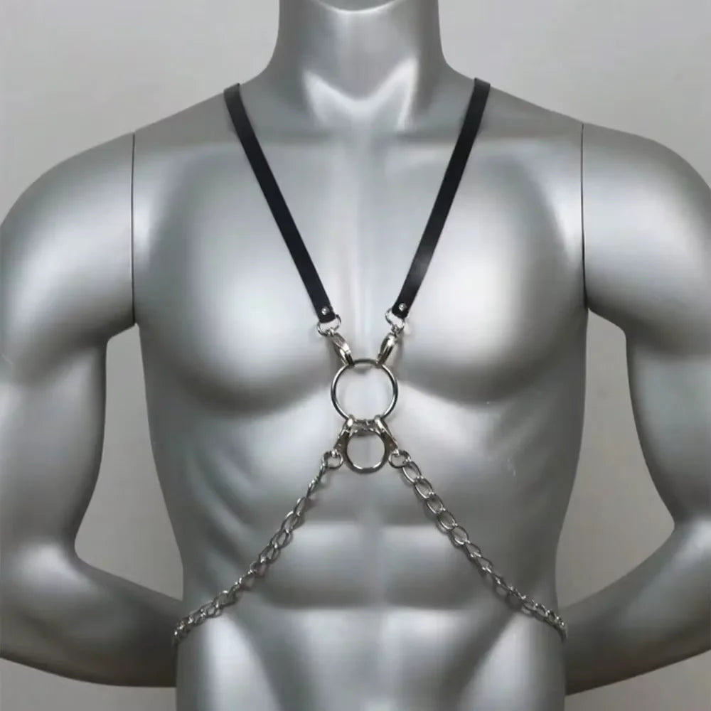 Men PU Leather Chest Harness Fashion Retro Body Belt Chest Accessories Straps Punk Rave Exotic Clothing Decorative Belt