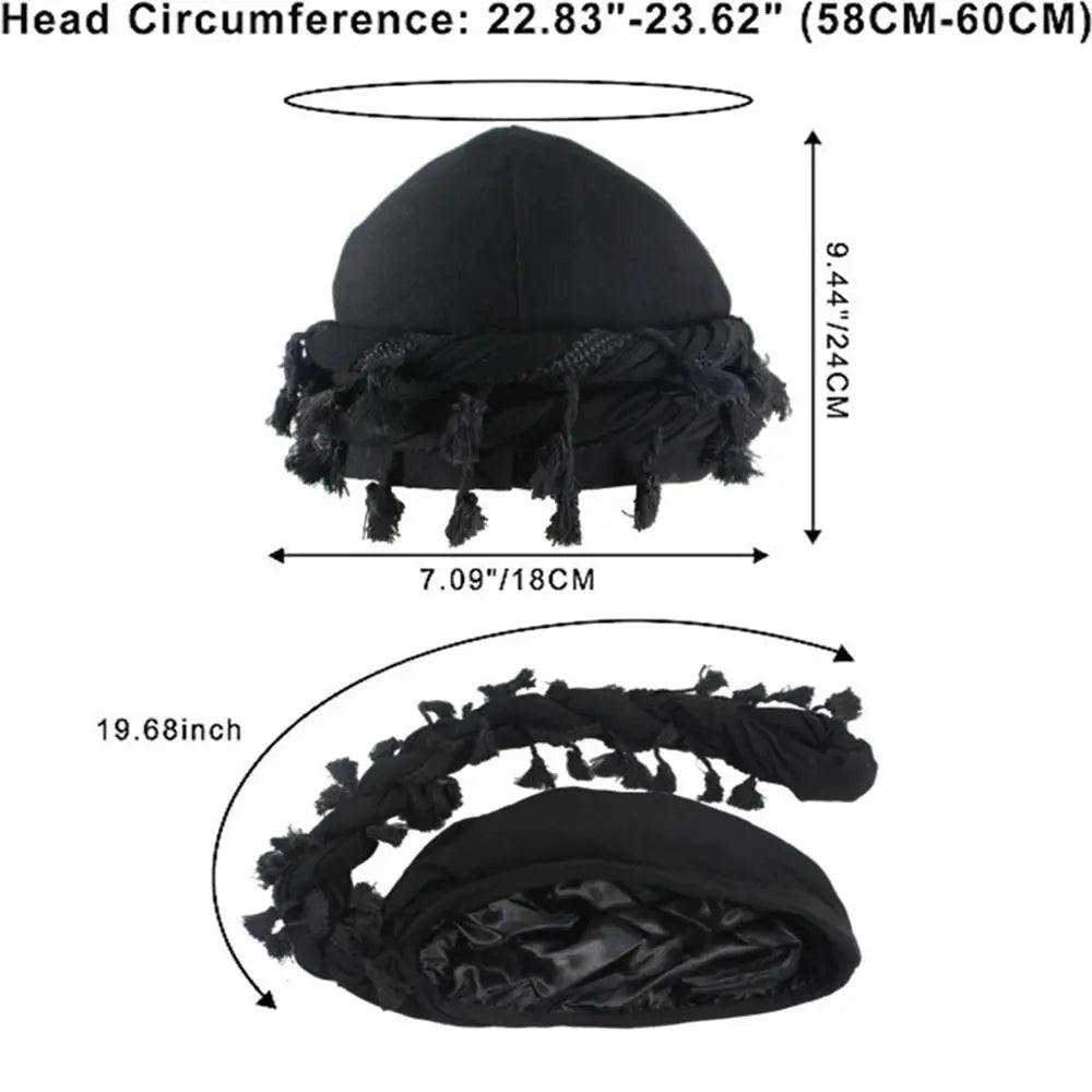 Turban Durag for Men Unisex Satin Silk Lined Elastic Turban Head Wrap Head Scarf