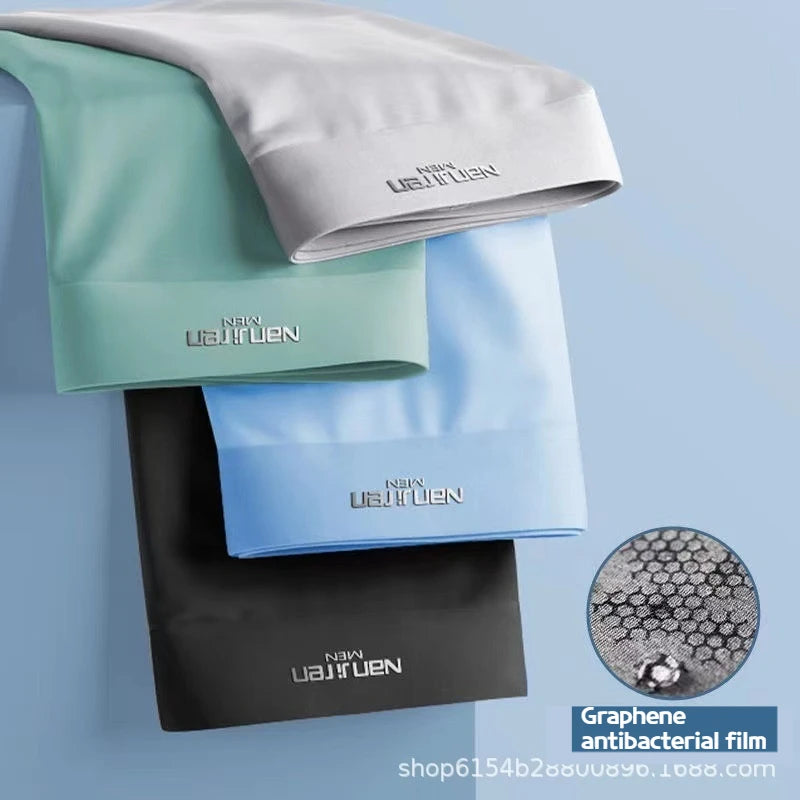 Men's Boxer Briefs Ice Silk Graphene Cooling Briefs Antibacterial Breathable Quick-drying Comfortable Boxer Shorts Multi-color