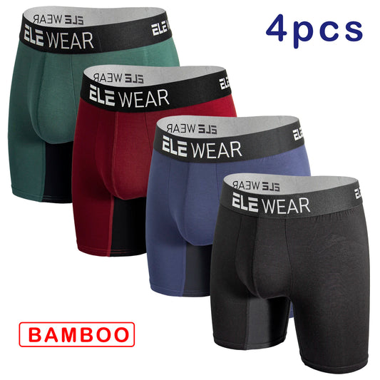 4 pcs Bamboo Men Underwear Boxers Breathable Mens Boxershorts Men's Panties Underpants Plus Size Fashion Boxers Briefs Trunks