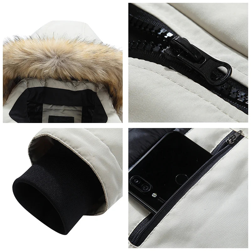 New Thickening Keep Warm Men Coat Winter Fashion Casual Removable Hat Jacket Outdoors Loose Comfort Windproof Solid Parka Men