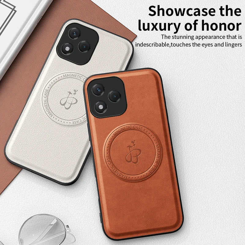PU Leather Wireless Charging Magnetic Case for Honor 400 Lite 400 Pro 5G Protective Cover Hard Back Shell Coque