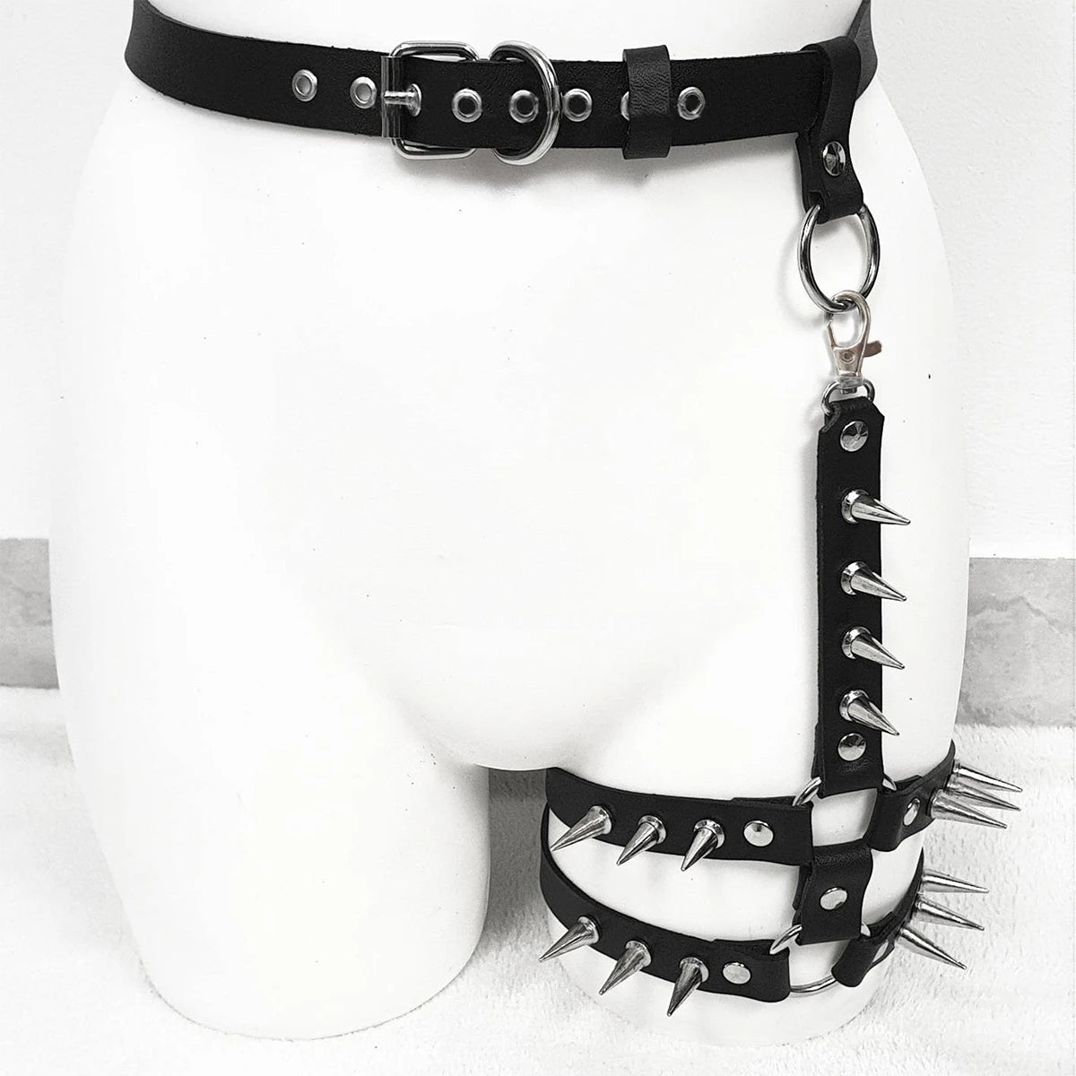 leather leg harnesses for women gothic Single-sided leg strap Adjustable Party Cosplay leather garter belt harness