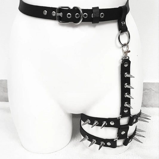 leather leg harnesses for women gothic Single-sided leg strap Adjustable Party Cosplay leather garter belt harness