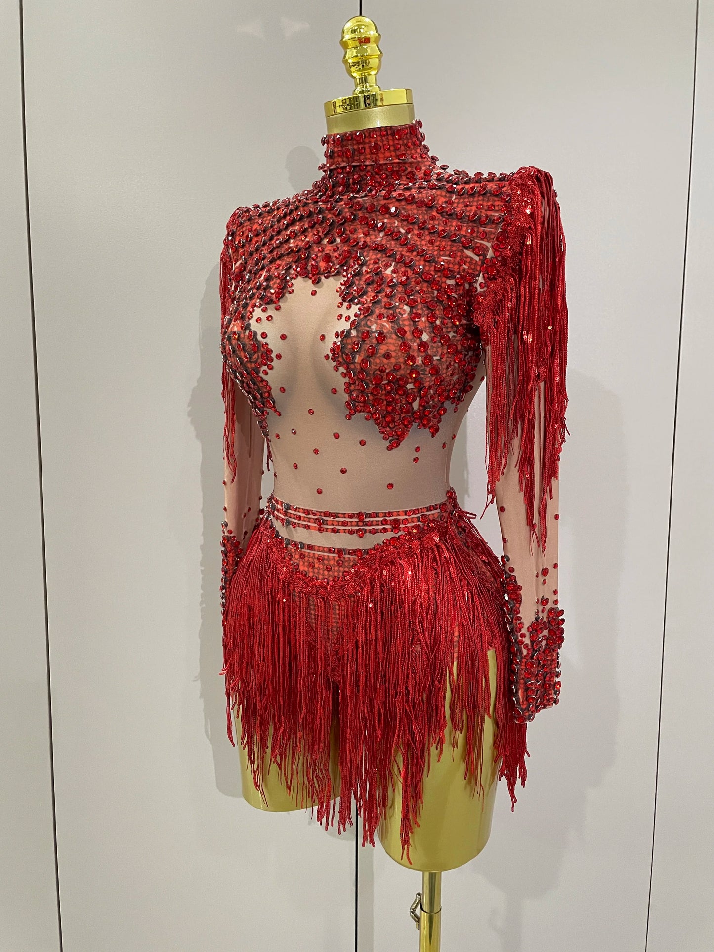 Women Sparkly Rhinestone Sequin Tassel Stretch Bodysuits 2025 New Arrival Birthday Party Nightclub Dj Stage Performance Costume