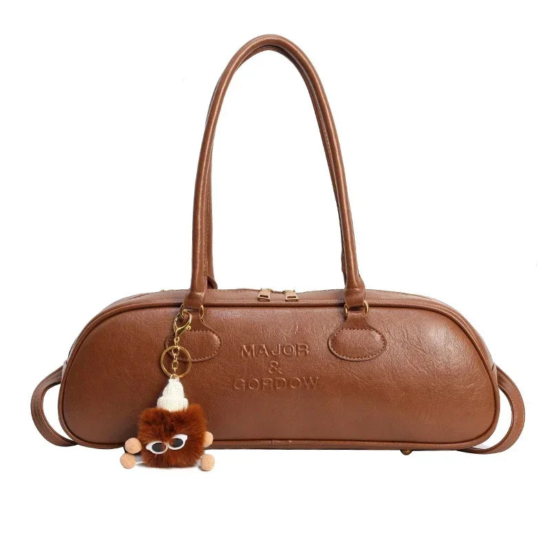 PU High Quality Zipper Shoulder Bags 2024 Sewing Thread Handbags for Women Large Capacity Versatile Shopping Free Shipping