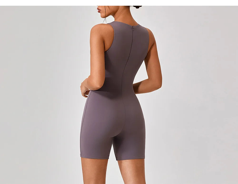 SOISOU One Piece Jumpsuit Women Sleeveless Back Zipper Sportswear Woman Gym Yoga Sport Sets Nylon Fitness Sets Women Tracksuit