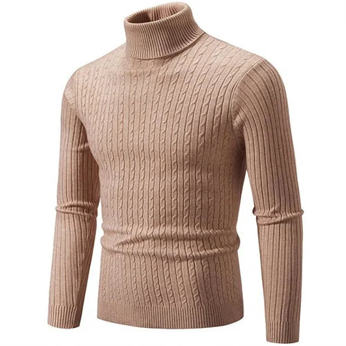 2025 New Men Solid Colour Turtleneck Sweater Black , White , Royal Blue, Fashion Simple Male Casual Pullover Tops