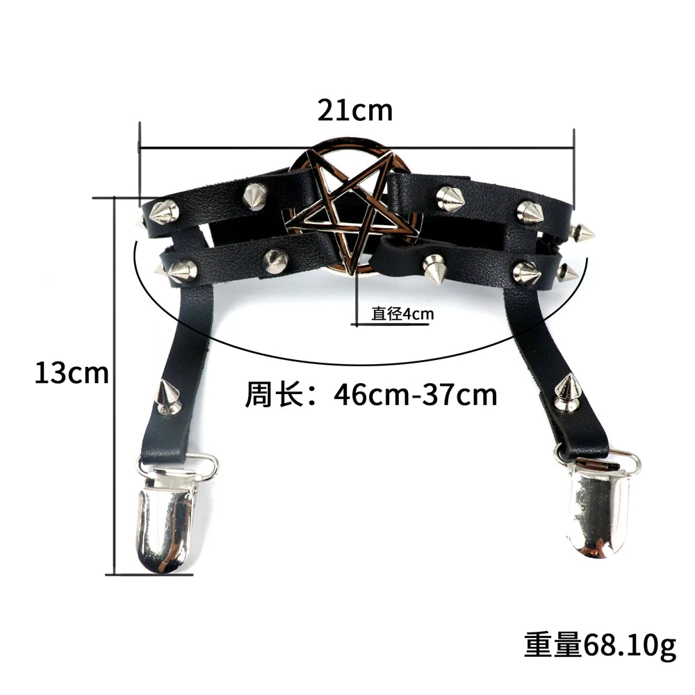 Leg Strap Garter Belt Pentagram Thigh Harness Women Girls Goth Cosplay Accessories Harajuku Egirl Jewelry