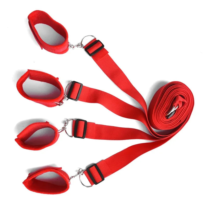 Bed B*ndage Restraint Set Adjustable Wrist Ankle Cuffs Comfortable Couples Handcuffs Adult S*x SM Game Lover Intimate Play Kit