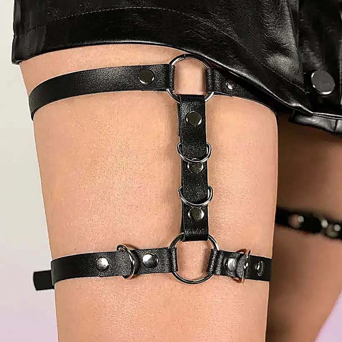 Punk Leder Sexy Hosenträger Oberschenkel Harness Gürtel Body Bondage Frauen Dessous Mode Bein Strumpfband Strümpfe Weibliche Kleidung