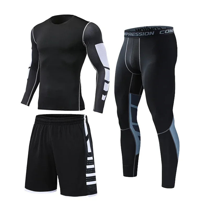 Mens Fitness Sportswear Set Moisture-wicking for Gym Running Leggings Dry Fit and Comfortable Workouts Sports Wear Clothes