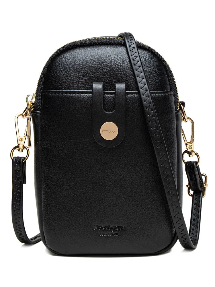 Spring and summer new mobile phone bag female Japanese and South Korean PU soft small fresh high-grade fashion zipper large