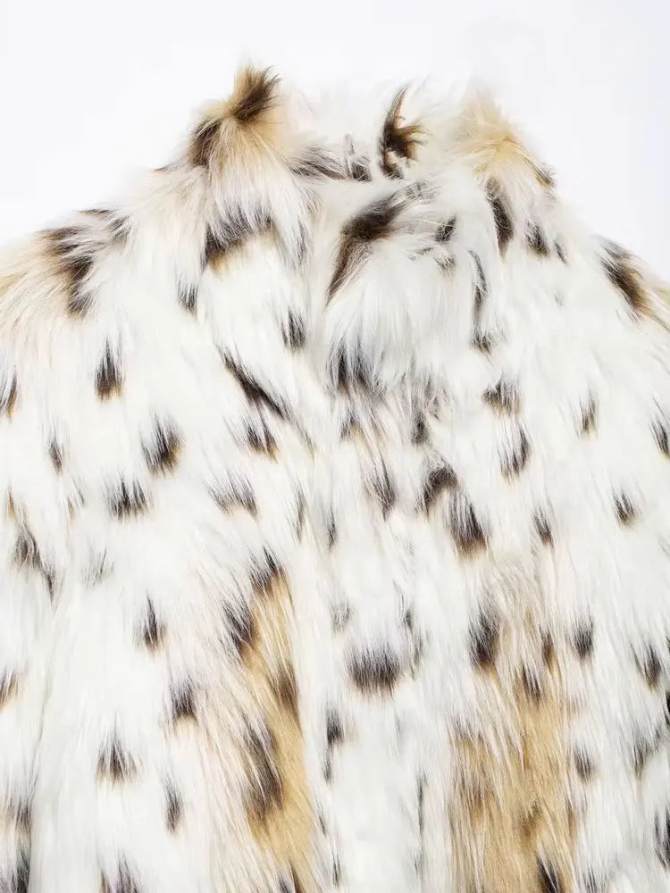 Women's Thick Warm Faux Fur Jacket Coat, Lapel Collar, Long Sleeve, Button-up, Female Outerwear, Chic Tops, Fashion