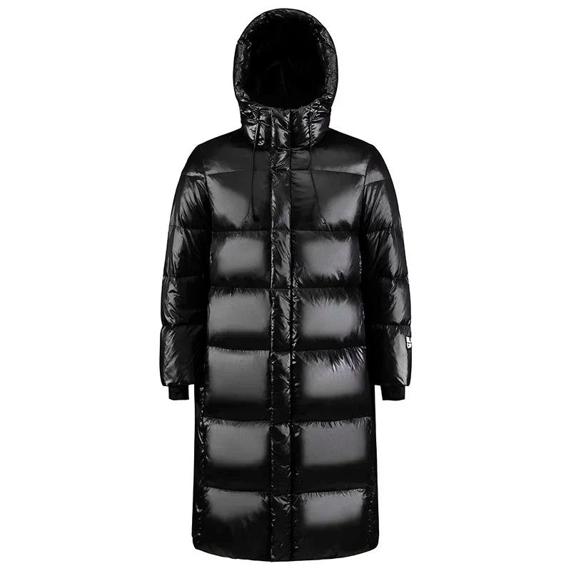 Winter Black Gold Down Jacket Men's Long Brand Glossy Waterproof White Duck Down Warm Parka Short Women Lightweight Hooded Coat