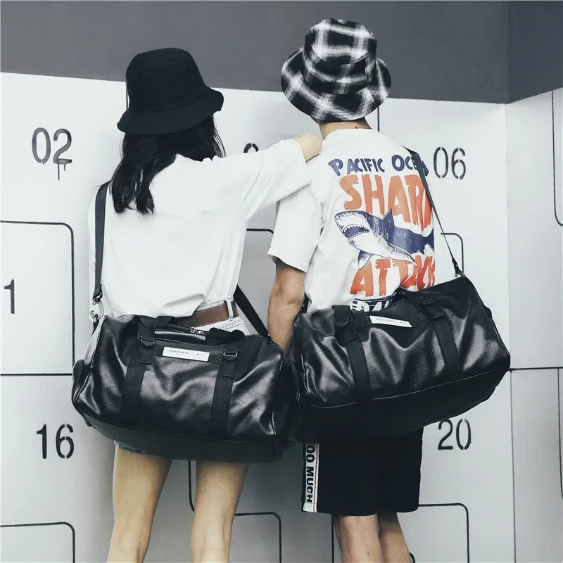 Sporttasche Leder Damen Fitness Schuhfach Herren Duffle Umhängetasche Wasserdicht Reise Training Große Sport Handtasche