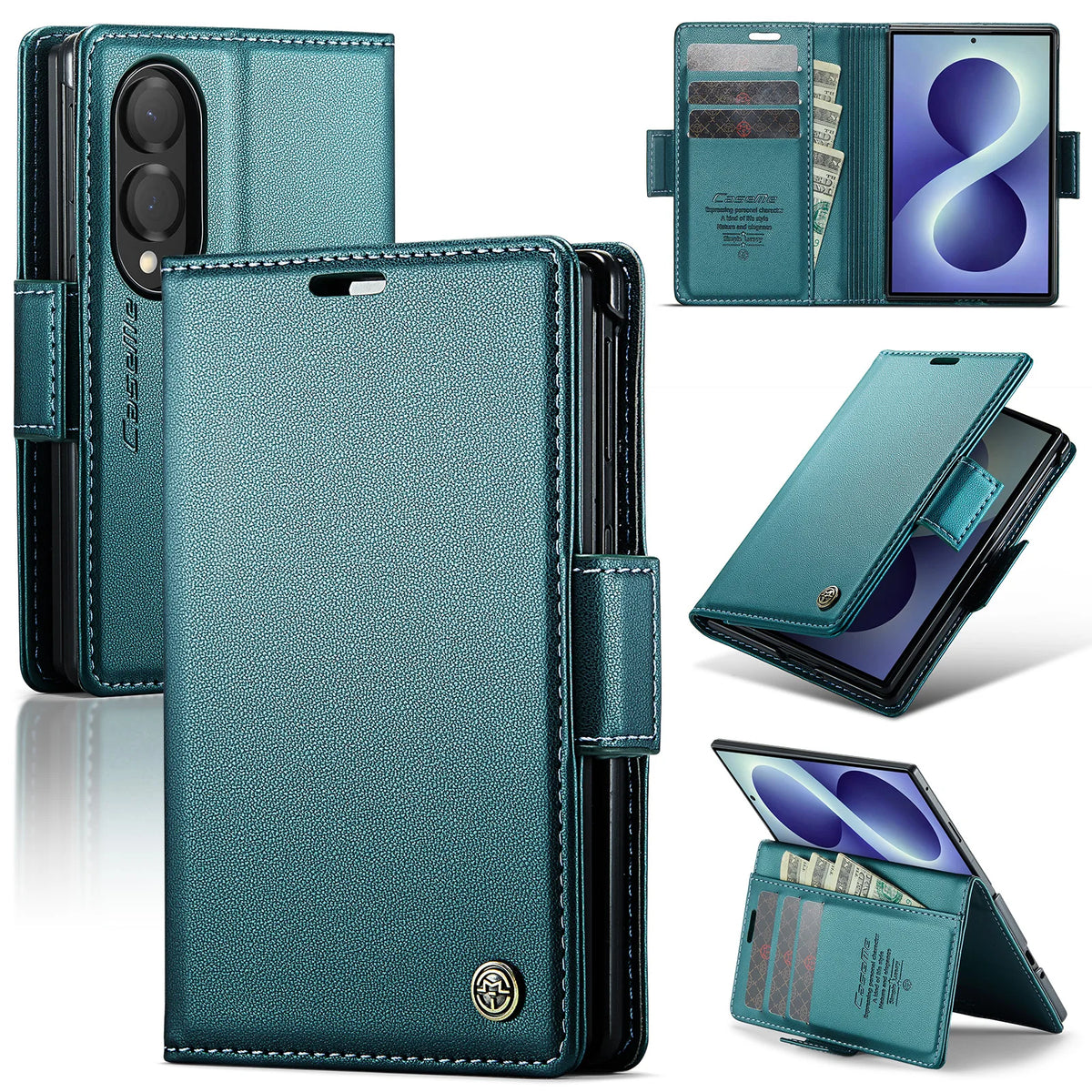 Luxury Business Flip Cards Solt Wallet Leather Case for Samsung Z Fold 8 Wide Shockproof Book Stand RFID Slim For Magsafe Cover