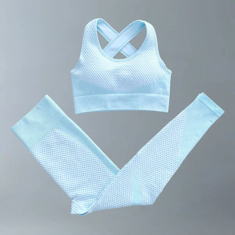 Yoga Suits Women Fitness Wear Gym Set Sports Outfits Training Exercise Workout Pants Long Sleeve Crop Top Bra Womens Tracksuits