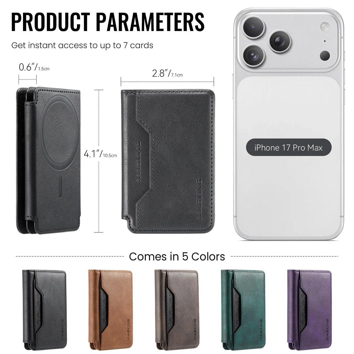 For IPhone 18 13 14 15 16 17 Pro Max Plus For Magsafe Leather Wallet Magnetic Cellphone Card Holder Multi-Card Slot Mini Wallet