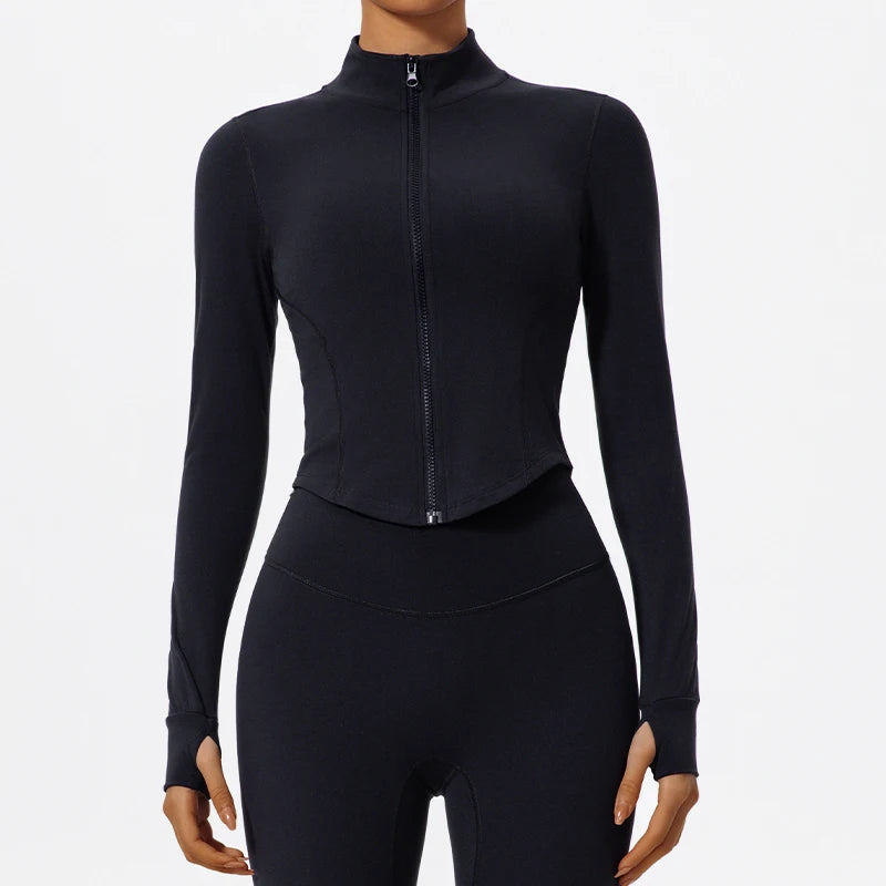 Hearuisavy Ultra-Soft Fabrics Casual Tight Sports Jackets Women Zipper Yoga Clothes Female Quick-Dry Long Sleeve Sportswear