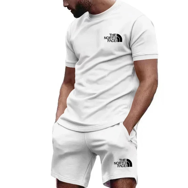Summer MEN'S fitness fashion MEN'S casual sportswear suit quick drying sports suit short sleeve T-shirt shorts 2 piece set