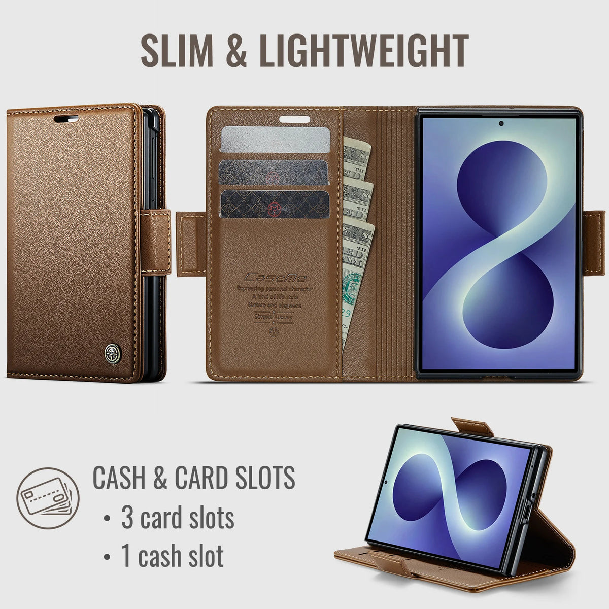 Luxury Business Flip Cards Solt Wallet Leather Case for Samsung Z Fold 8 Wide Shockproof Book Stand RFID Slim For Magsafe Cover