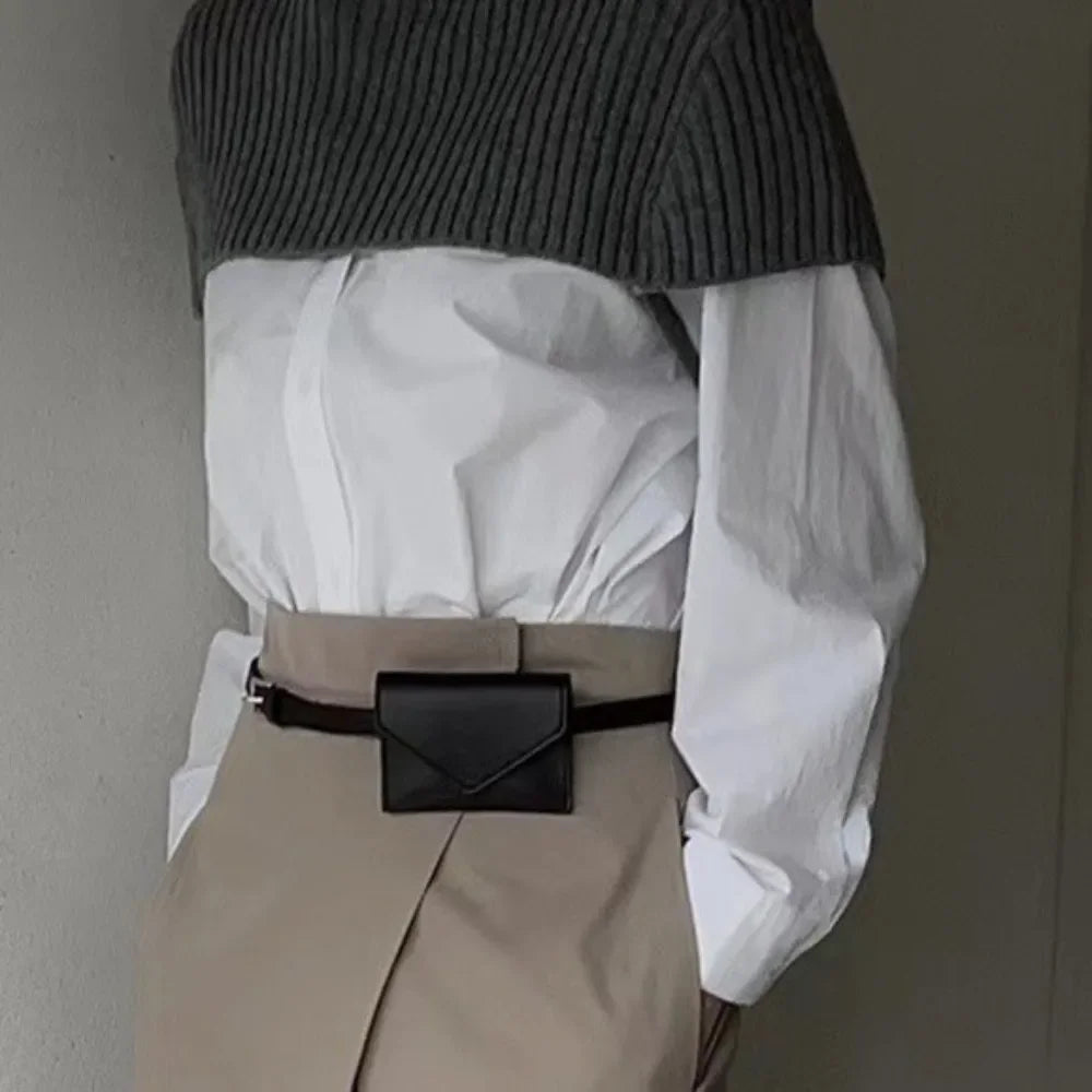 Leather Waist Belt Bag For Women Crossbody Waist Purse Fanny Pack Evening Clutch Mini Handbag Detachable Leather Waist Packs