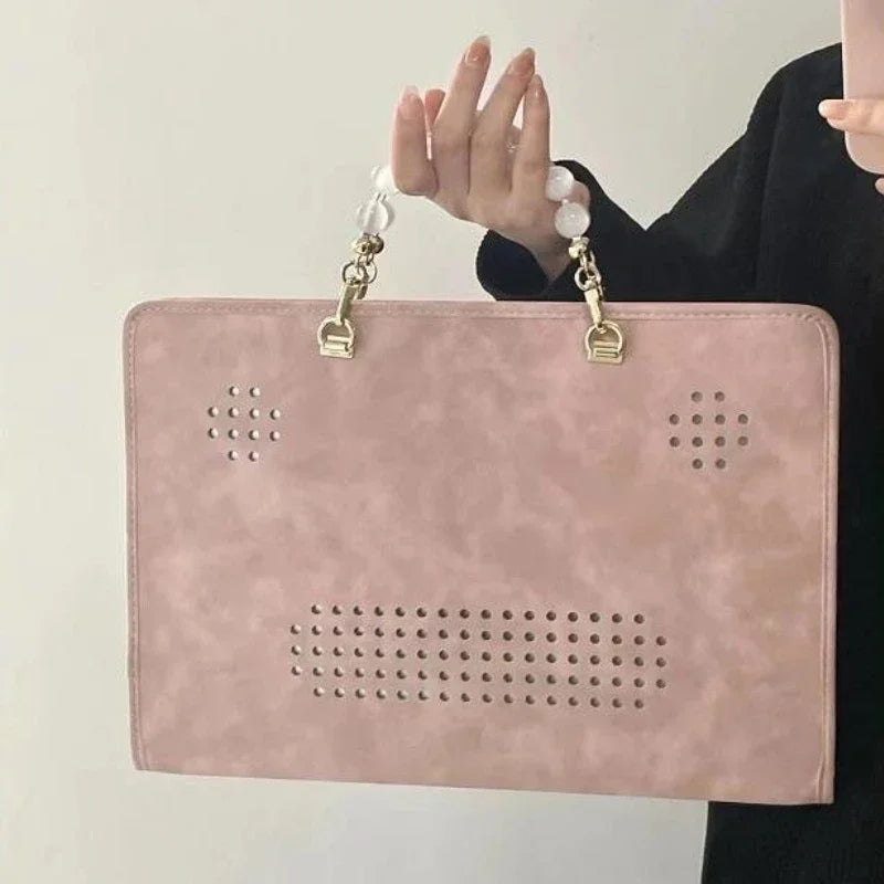 Japanese Sweet All Match Y2k Top-Handle Bags Korean Chic Casual Kawaii Women Handbags Girls Fashion Ins Cute Chain Laptop Case