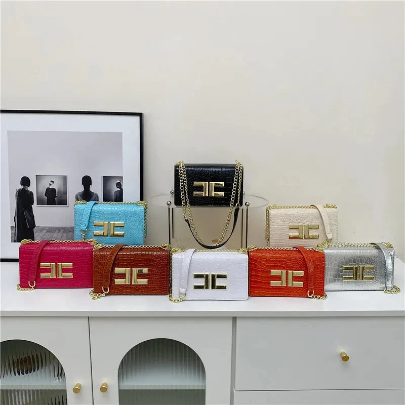 Luxury Designer Bags Women Handbag Fashion Simple Commute Small Square Bag Vintage Alligator Pattern Flap Shoulder Crossbody Bag