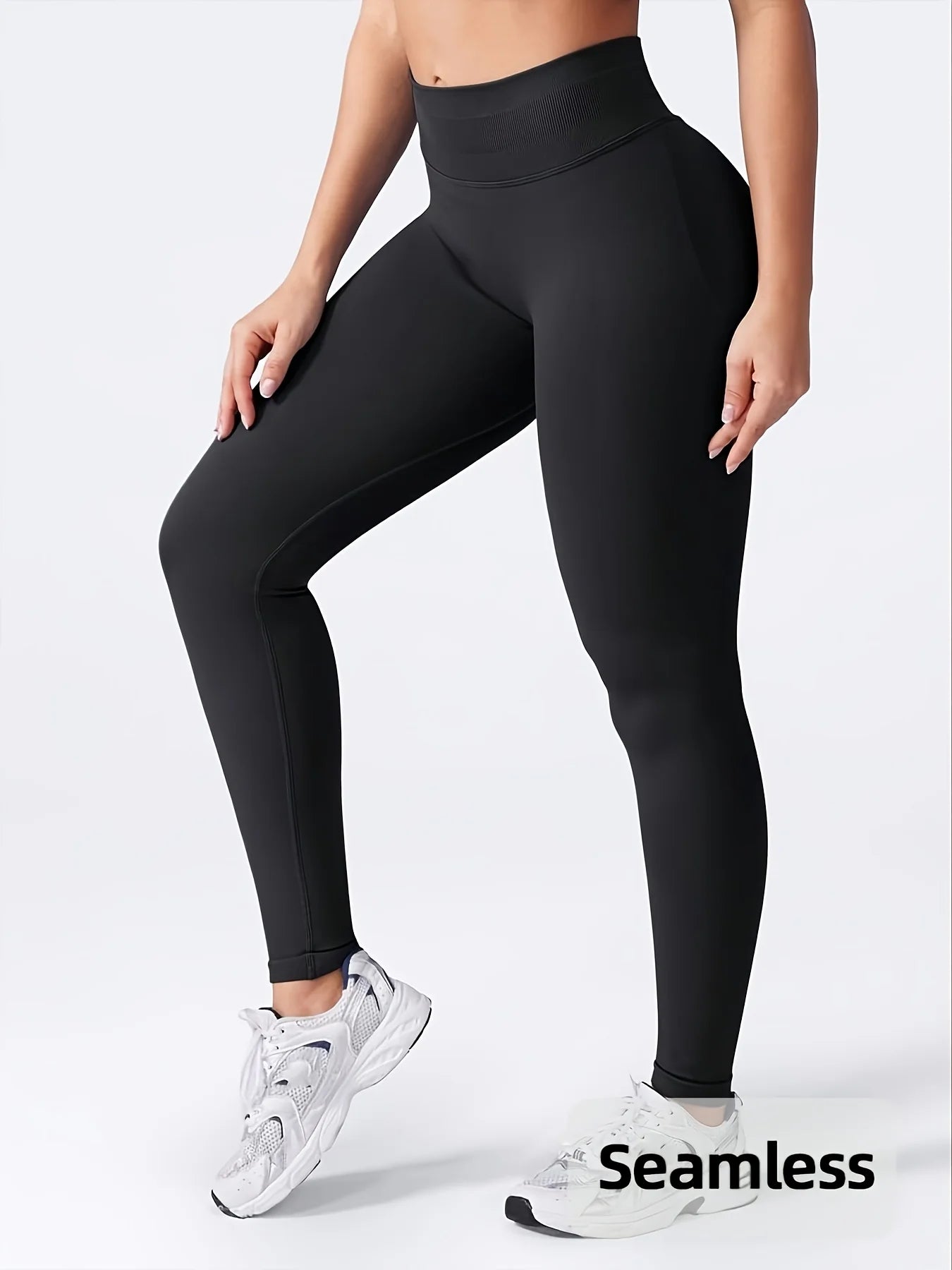 Women's High Waisted Seamless Workout Leggings Butt Lifting Gym Yoga Pants Booty Scrunch Vital Tummy Control Ruched Tights Four