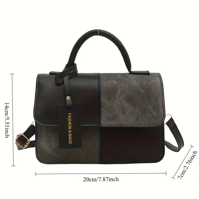 Elegant Women's Handbag Crossbody Shoulder Bag, Snap Closure Tote Bag, Everyday Accessory, Geometric Pattern, Fashion Lovers