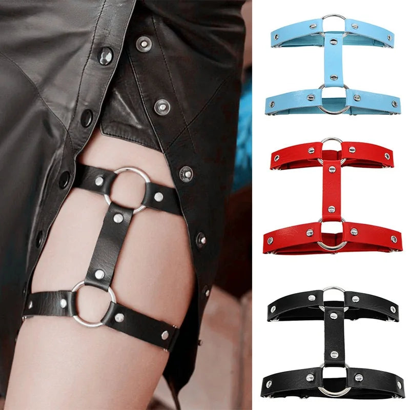 New Women Leather Thigh Strap Elastic Garter Belt Makeup Leg Garter Decoration Harness Sexy Female Garters Punk Goth Leglet Belt