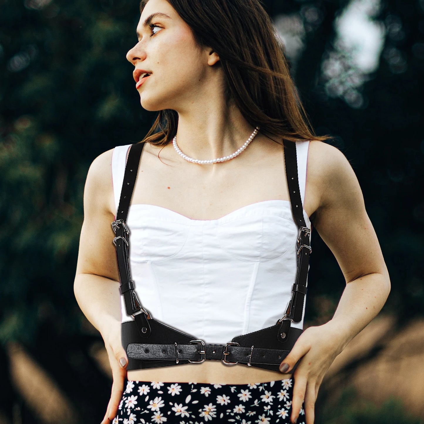 Women Waist Punk Leather Harness Belts Adjustable Body Chain Fashion Goth Suspender Corset Belt for Cosplay Accessories Harajuku