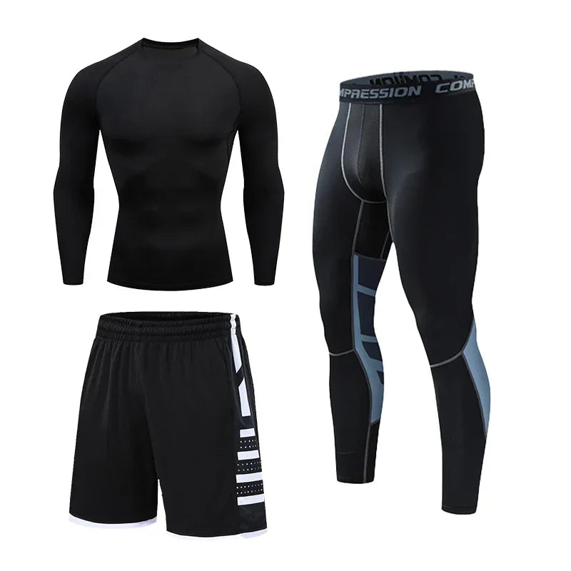 Mens Fitness Sportswear Set Moisture-wicking for Gym Running Leggings Dry Fit and Comfortable Workouts Sports Wear Clothes