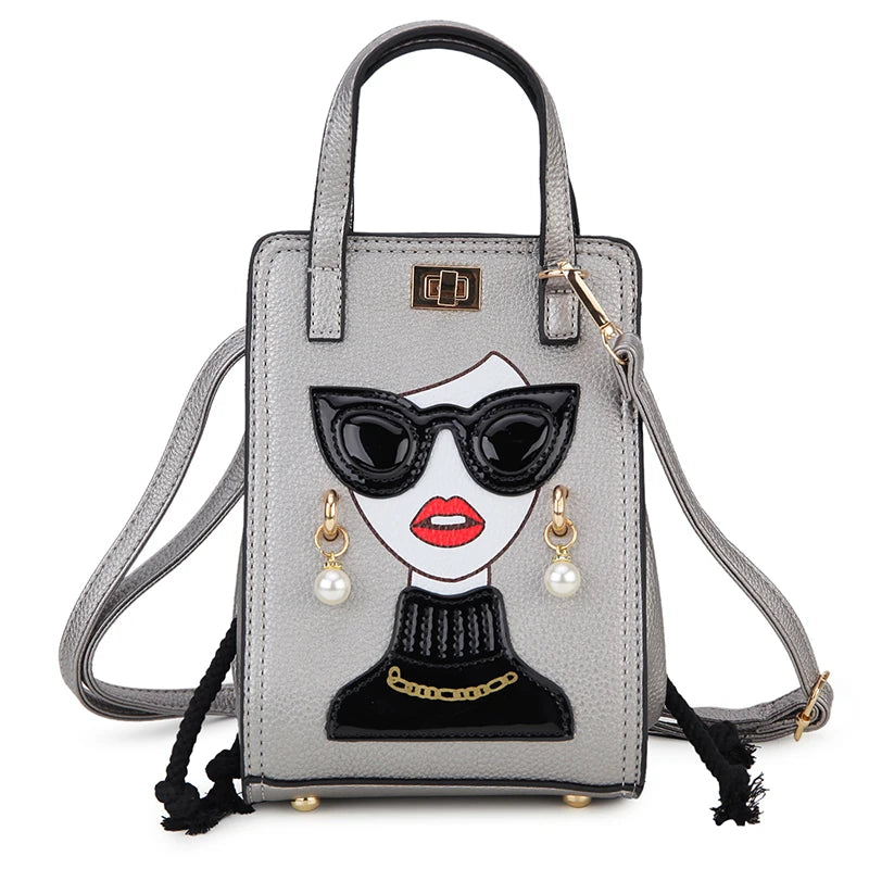 Novelty Lady Face Crossbody Bag for Women Fashion Purses and Handbags Designer Shoulder Bag Party Clutch Bat Bag Casual Totes