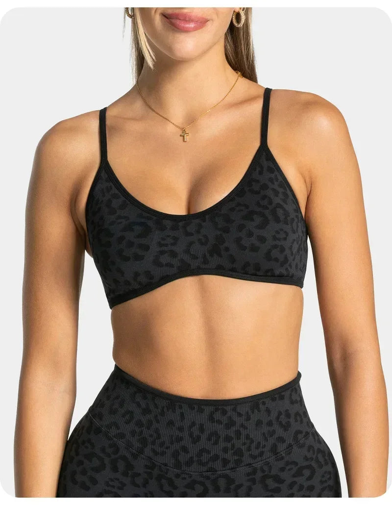 2PCS  High Quality Yoga SetNew Leopard Print Sports Underwear, Shockproof Butt Lift Workout Sports Trousers Women Activewear