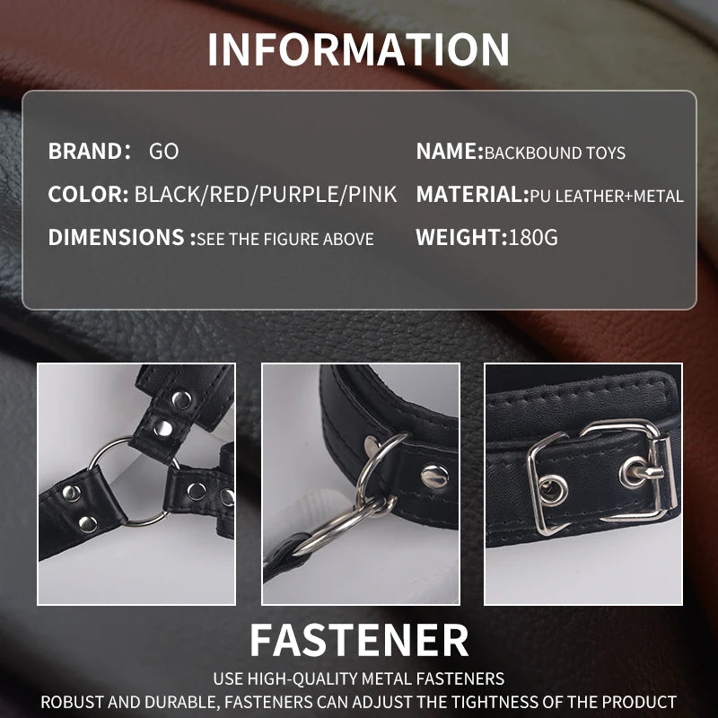 Neck to Wrist Restraints Kit Sexy Women B*SM Fetish Behind Back Handcuffs Collar Adjustable Bondage Set Couple SM Sex Game Tool
